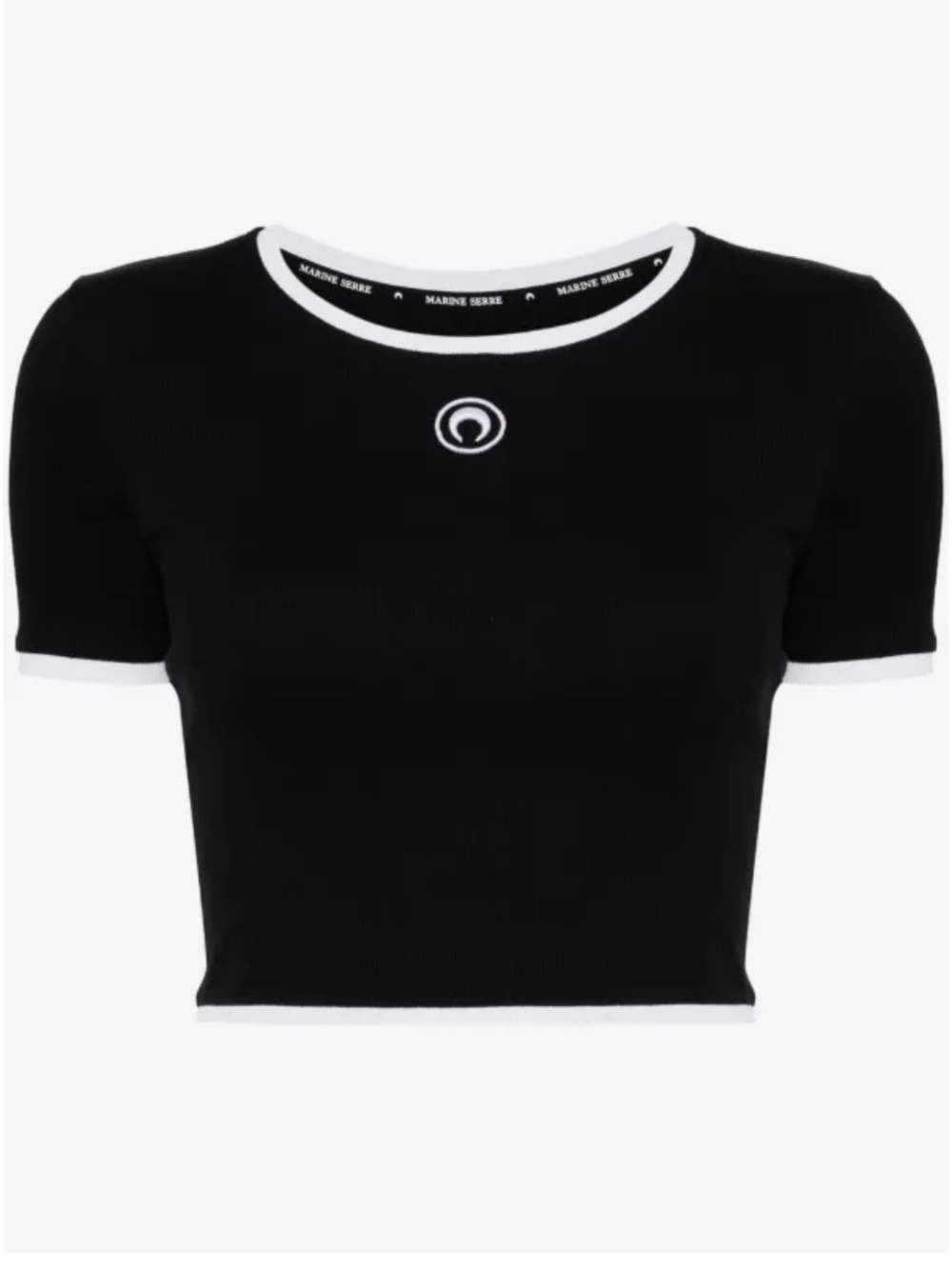 Marine Serre Black Crop Top with White Trim